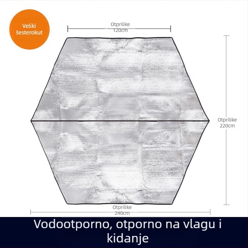 Veli kamp-madrac za vanjski šator s EVA aluminij folijom, deblji, vlagootporan i vodootporan, za više osoba, model HW-D1676, tkanina: srednja PE pjena + dvije strane aluminijske folije