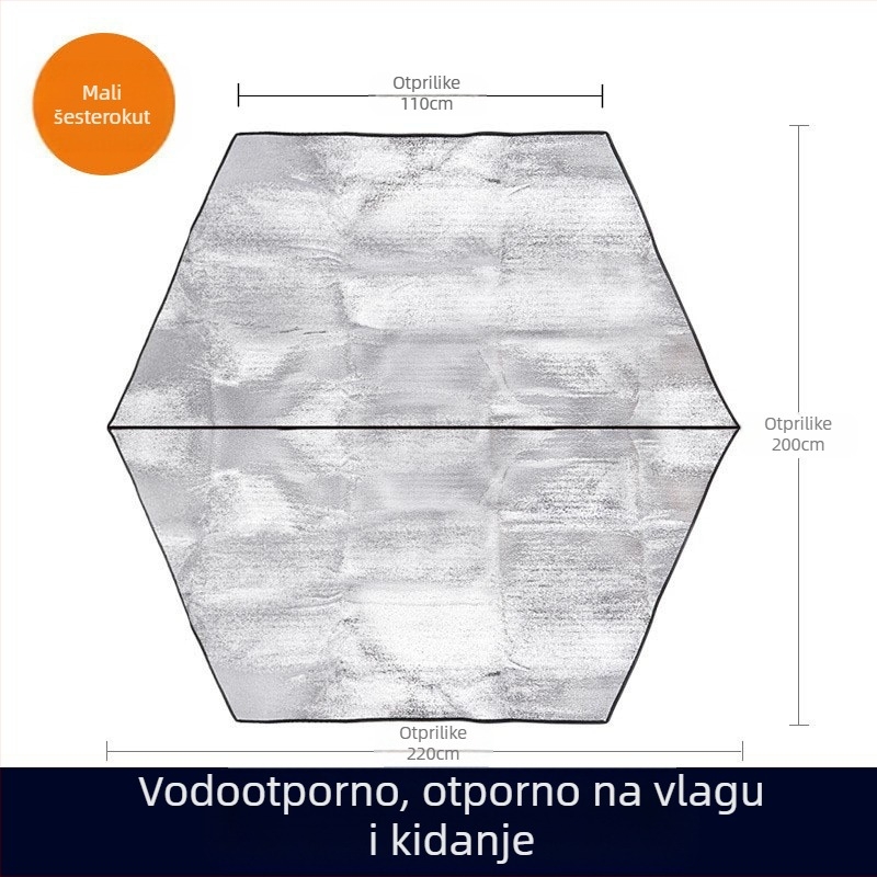 Veli kamp-madrac za vanjski šator s EVA aluminij folijom, deblji, vlagootporan i vodootporan, za više osoba, model HW-D1676, tkanina: srednja PE pjena + dvije strane aluminijske folije