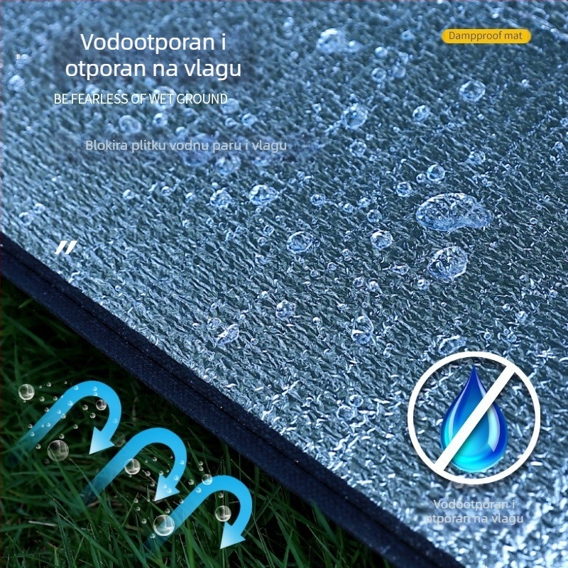 Kamping madrac s EVA aluminijem filmom — dvostrano otporan na vlagu, vodootporan i otporan na hladnoću; težina 0,3 kg; pogodno za 4-8 osoba