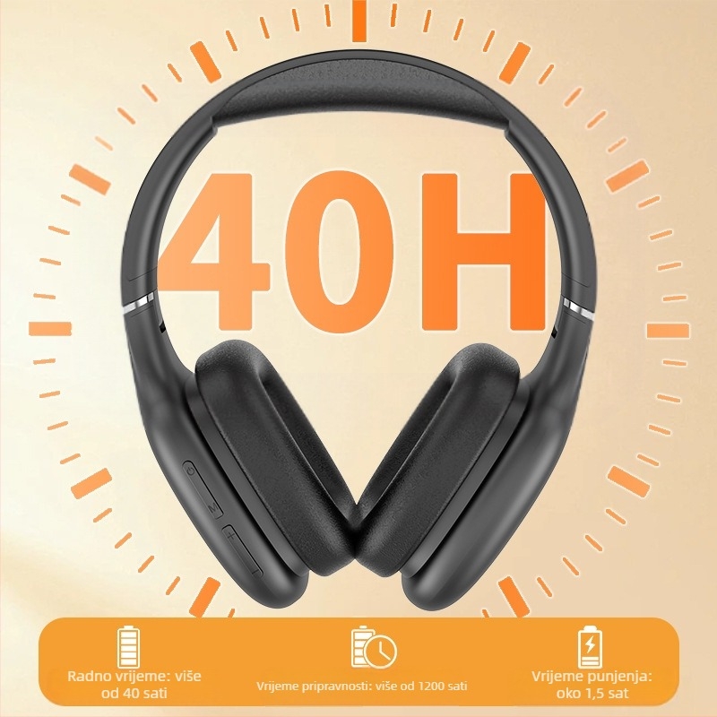Bežične gaming slušalice s uklanjanjem buke, Bluetooth 5.4, domet 10 m, trajanje baterije preko 8 sati, stil headband, stereo zvuk