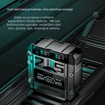 Bežične Bluetooth slušalice za igre, in-ear, s osvijetljenjem koje treperi, niska latencija za Esports, duga baterija (Bluetooth 5.0, In-ear, Esports Low Latency, Breathing Light, Long Battery Life)