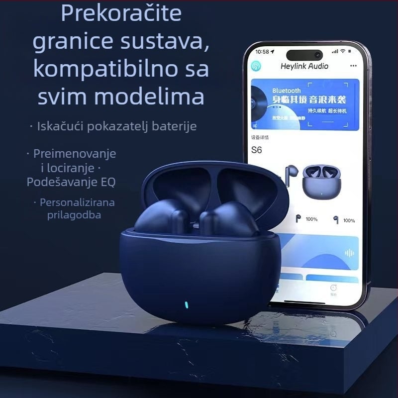 Bežične Bluetooth slušalice u uho, Bluetooth 5.3, domet 15 m, trajanje 4–8 h, stereo