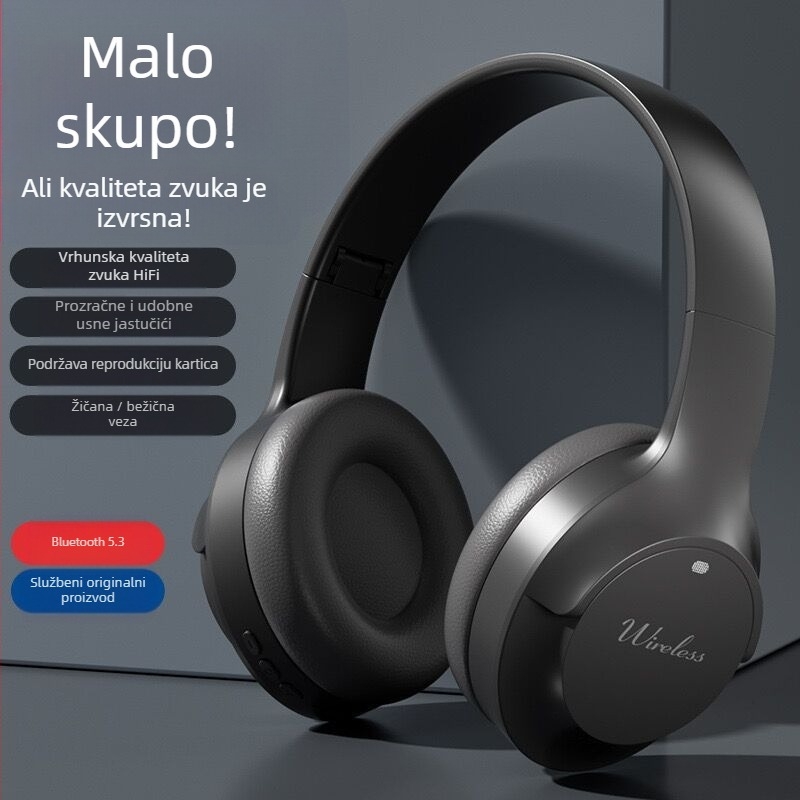 Sportske bežične Bluetooth slušalice s trakom za glavu, BT 5.3, domet 10 m, stereo zvuk, IPX3, baterija 0–4 h