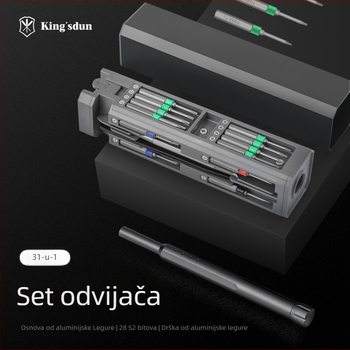 Kingston 30-u-1 magnetski set odvijača, čelik krom-vanadij, 30 komada, višefunkcionalni kućni alat