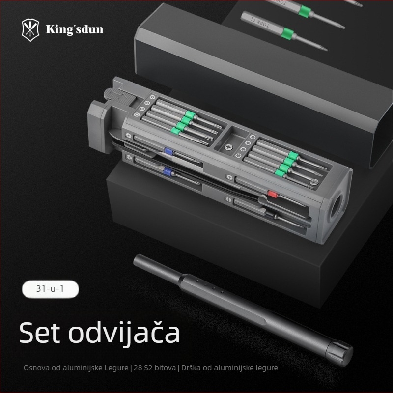 Kingston 30-u-1 magnetski set odvijača, čelik krom-vanadij, 30 komada, višefunkcionalni kućni alat