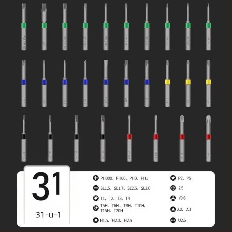 Kingston 30-u-1 magnetski set odvijača, čelik krom-vanadij, 30 komada, višefunkcionalni kućni alat