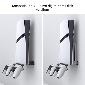 Zidni držač za PS5 Pro i PS5 Slim | Materijal: željezo i ABS | Težina: 403 g