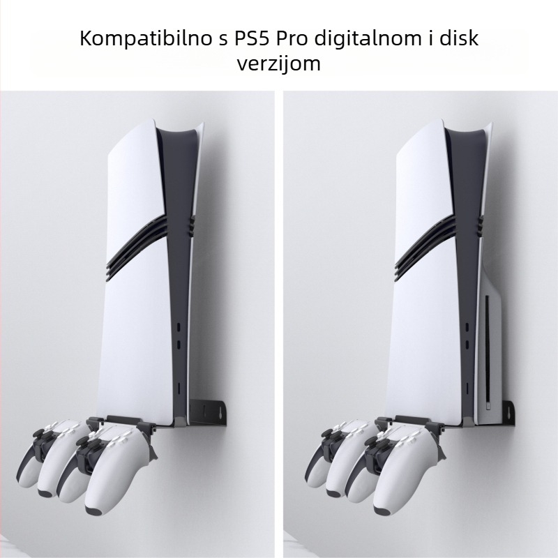 Zidni držač za PS5 Pro i PS5 Slim | Materijal: željezo i ABS | Težina: 403 g