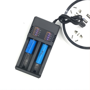 USB punjač s dva utora za baterije 18650/26650 Li-ion, inteligentno brzo punjenje, izlaz 4.2V 2A, ulaz AC 110-240V, CE