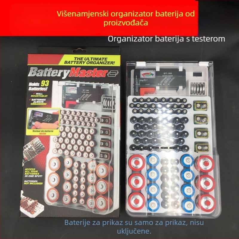 Kutija za pohranu baterija s alatima za testiranje kapaciteta No.7 i No.5, ABS plastika, model JK-19070823, kapitet 93 pretinaca