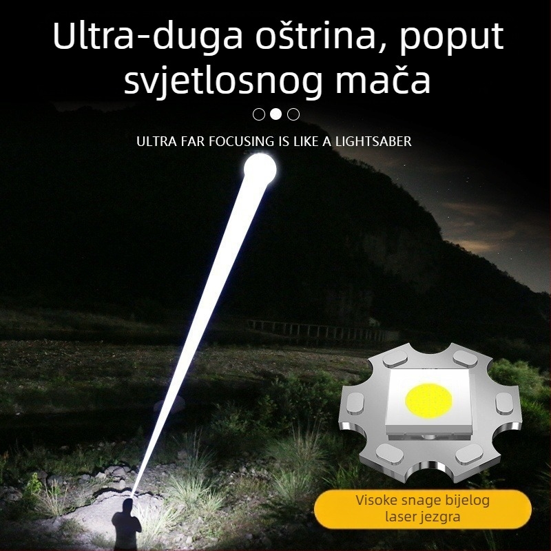 LED baterijska svjetiljka, 10W, 1800 mAh, vodootporna, digitalni zaslon, optički zum