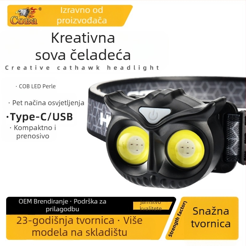 LED čelna svjetiljka, 10W, baterija 1200mAh, ručno punjenje, domet 100–200 m