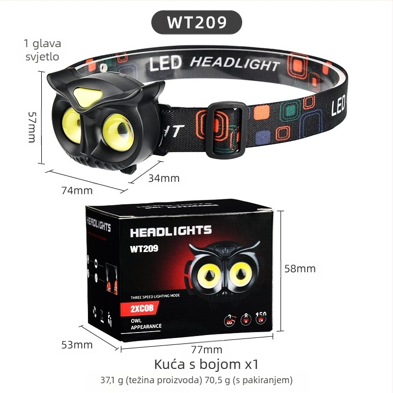 LED čelna svjetiljka, 10W, baterija 1200mAh, ručno punjenje, domet 100–200 m