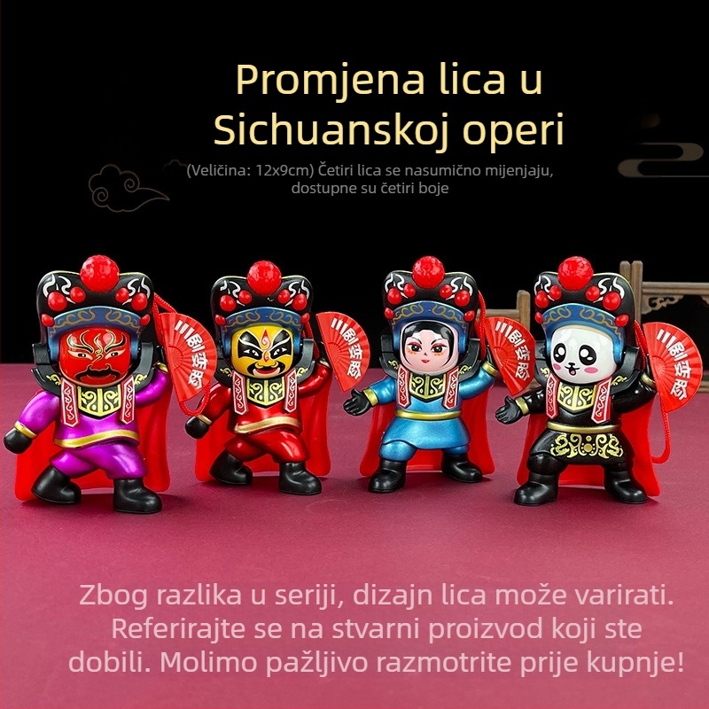 Plastična dekorativna figura s promjenom lica, inspirirana Sichuanskom operom, kineskog stila (Materijal: plastika; Stil: kineski; Proizvodni postupak: injekcijsko oblikovanje; Dizajn: promjena lica; Namjena: desktop dekoracija)