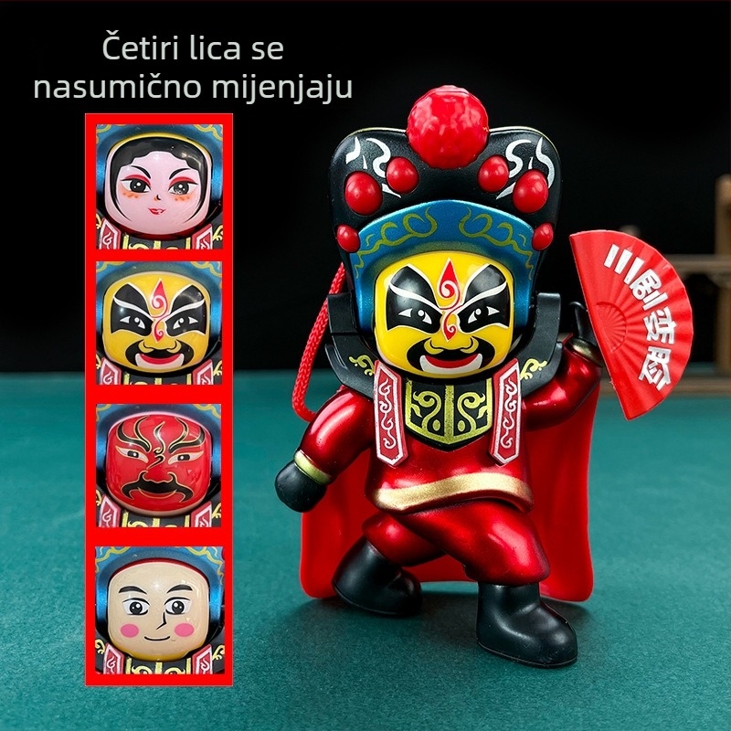 Plastična dekorativna figura s promjenom lica, inspirirana Sichuanskom operom, kineskog stila (Materijal: plastika; Stil: kineski; Proizvodni postupak: injekcijsko oblikovanje; Dizajn: promjena lica; Namjena: desktop dekoracija)
