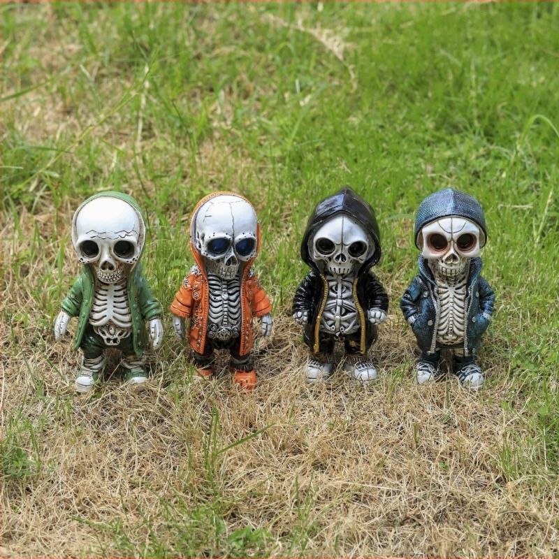 Bindian – Figurica od smole: maska lubanje za vanjsku Halloween dekoraciju, zanatska smola, moderni minimalistički stil