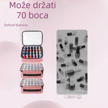 Torba za pohranu laka za nokte s tri sloja i kotačićima, može primiti do 70 boca, od Oxford platna, vodootporna.
