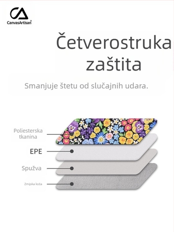 CanvasArtisan futrola za prijenosno računalo: vodootporna i otporna na udarce, podstava od poliestera, cvjetni uzorak, stil rekreacijskog putovanja, proljeće 2025 izlazak