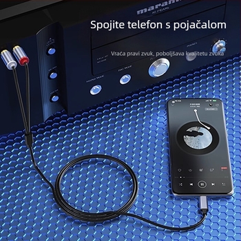 Type-C na Lotus Head dvostruki audio kabel za zvučnike i pojačalo, zlatno obloženo bakreno jezgro, najlonska pletiva ovojnica, ROHS