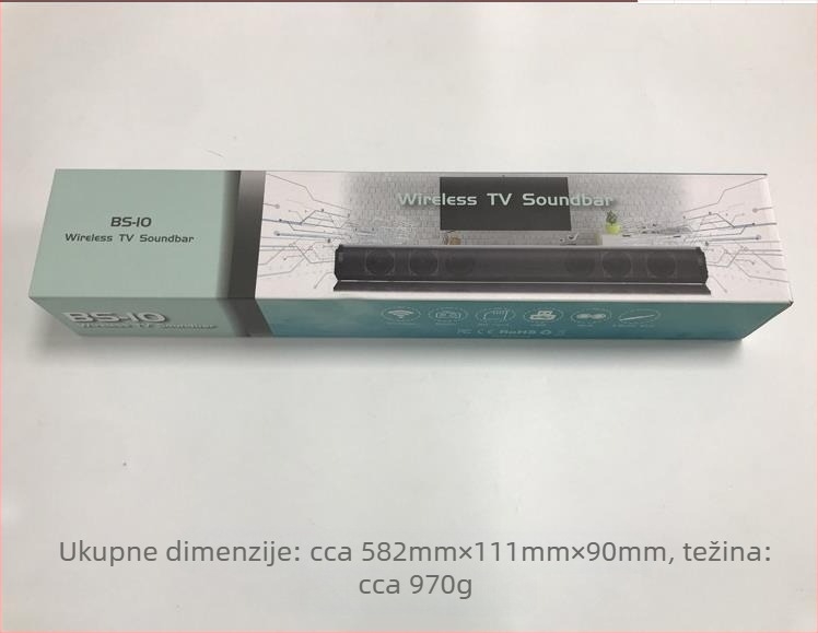 BS10 Dugi zvučni bar Bluetooth 5.0 sa dubokim basom, RCA ulaz za TV, ugrađena 2000 mAh baterija, USB napajanje, doseg 15 m