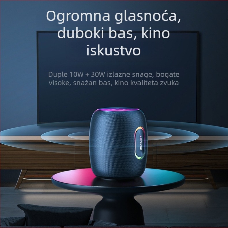 Karaoke Bluetooth zvučnik s ugrađenim mikrofonom – ZEALOT S64, podni model, 50W, IPX5, BT 5.2, 20Hz–20kHz, SNR ≥85 dB