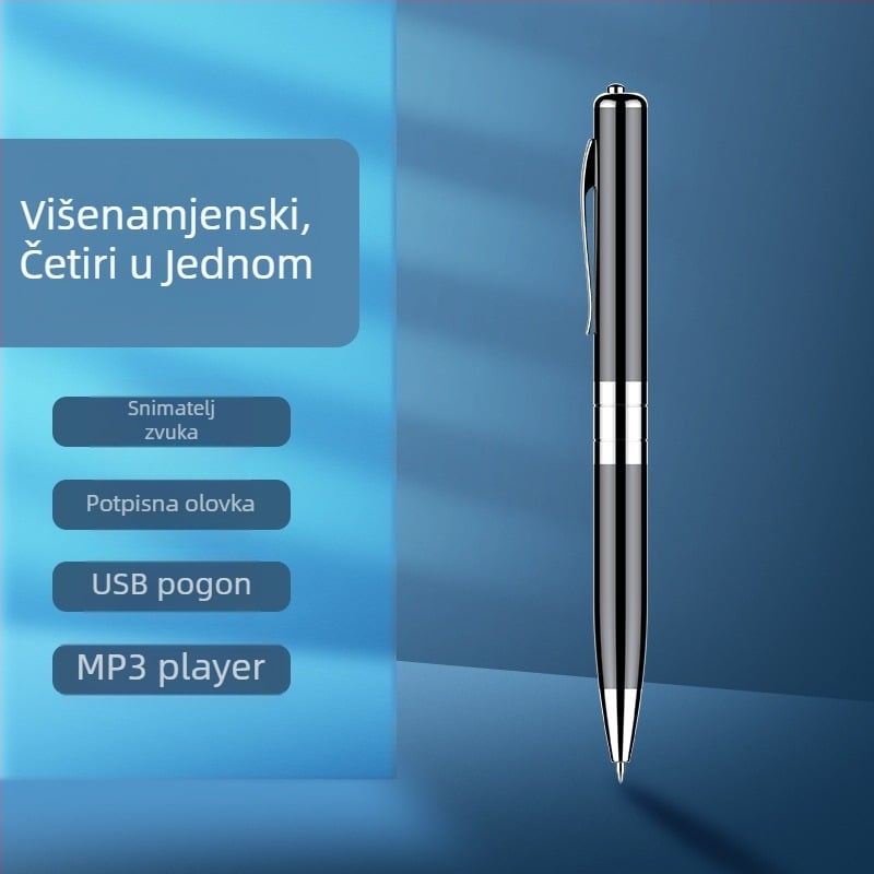 Q91 zapisna olovka, jedno-klik snimanje, prijenosni WAV rekord, USB 2.0, 15 sati snimanja, dvostruki mikrofon, domet 5–10 m