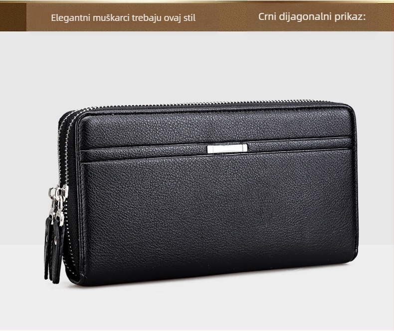Powerful Paul PU kožni unisex novčanik s dvostrukim zatvaračem, kuvertnog stila, klipsom za bankovnice i više pretinaca za kartice
