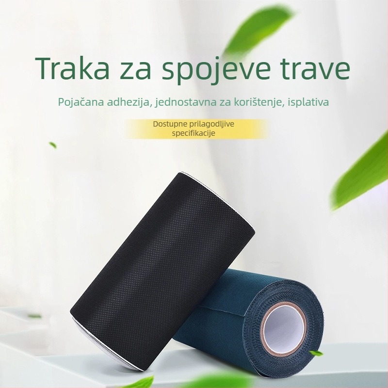 Ljepljiva traka za šavove umjetne travnjaka, neprozurna baza, debljina 650 μm, namijenjena šavovima; otpornost na temperaturu: kratkoročno 80°C, dugoročno 60°C.