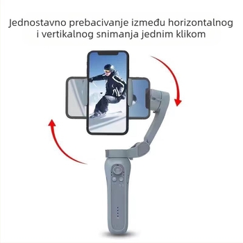 Stabilizator za mobitel s 3-osićnim gimbalom i pametnim praćenjem lica, lagana ručna stabilizacija, ABS+PC tijelo, kompatibilan s Androidom/iOS-om, horizontalno 340° i vertikalno 160° rotacije, težina 348 g