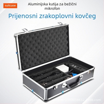 Yixin aluminijska kutija za scenske bežične mikrofone, prijenosna, dvostruko ojačana, može držati prijemnik/glavnu jedinicu