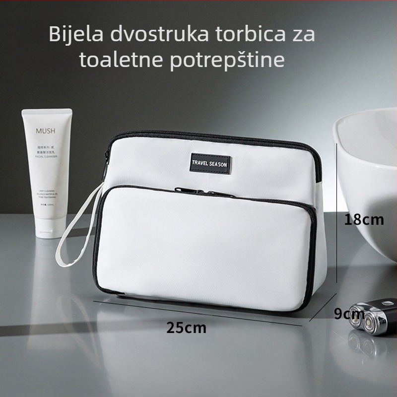 Trokutasta muška torbica za toaletne potrepštine, velika zapremina, suho-mokro odjeljenje, vodootporna, 600D materijal