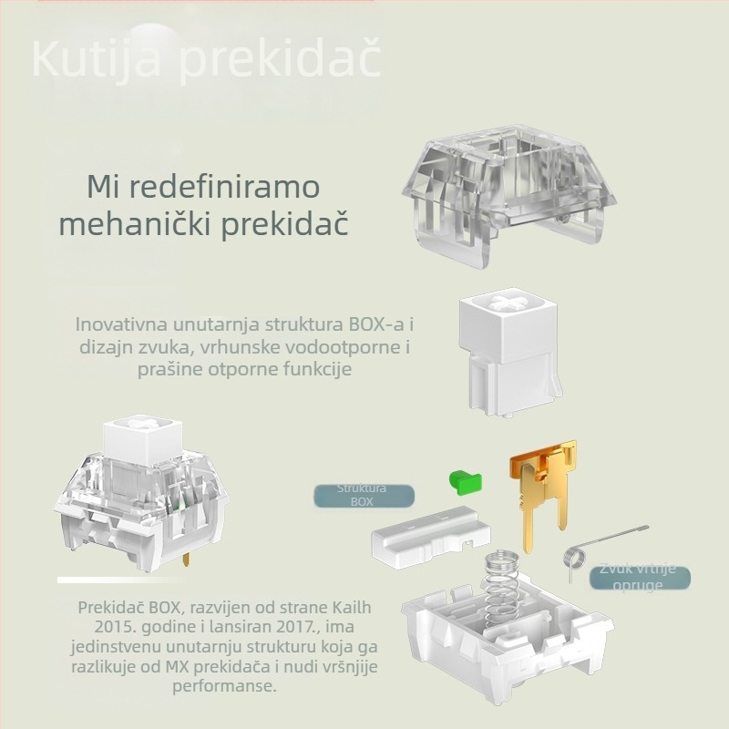 Kailh BOX V2 mehanički prekidač za tipkovnicu, linearni, hot-swappable, univerzalna kompatibilnost, 2 g po prekidaču