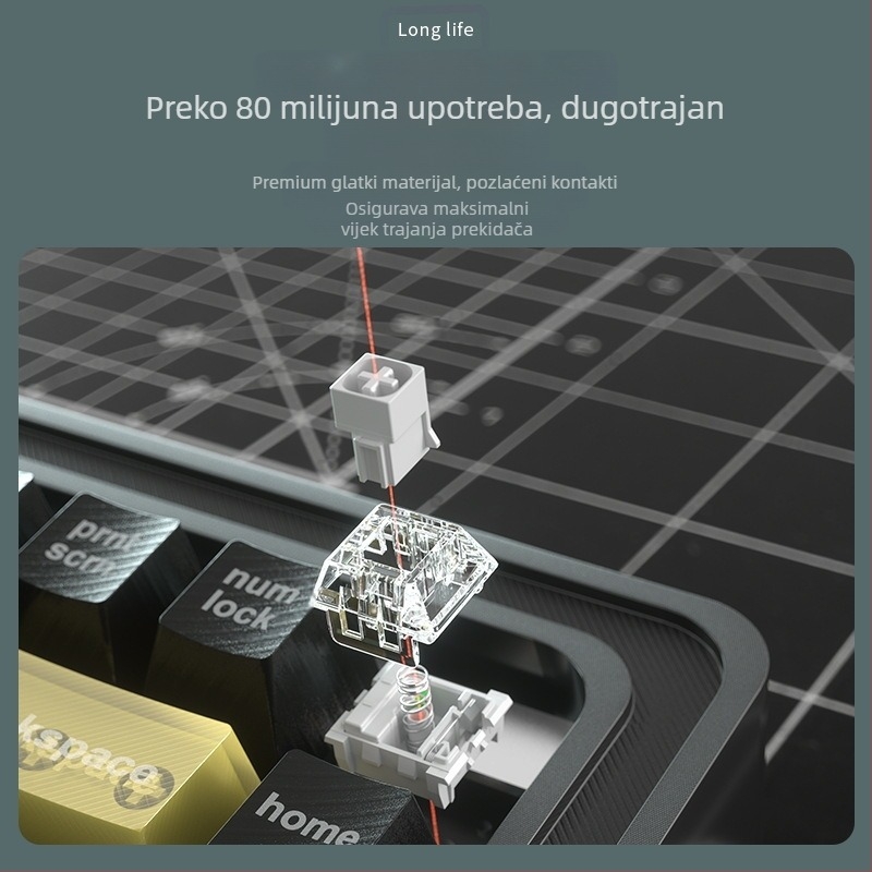 Kailh BOX V2 mehanički prekidač za tipkovnicu, linearni, hot-swappable, univerzalna kompatibilnost, 2 g po prekidaču
