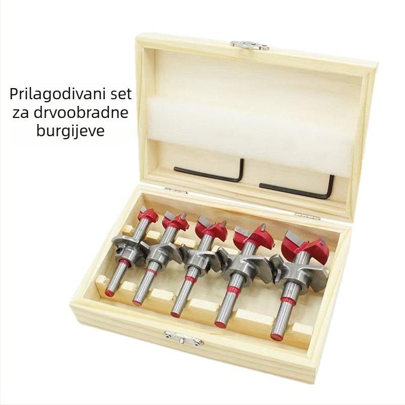 Set za bušenje rupa u drvu s karbidnim vrhom, prilagodljiv, za šarke na drvena vrata i gips ploču