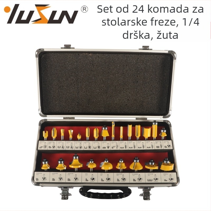Set končnih freza za drvo, 24 komada, serija 24A, marka Yusheng