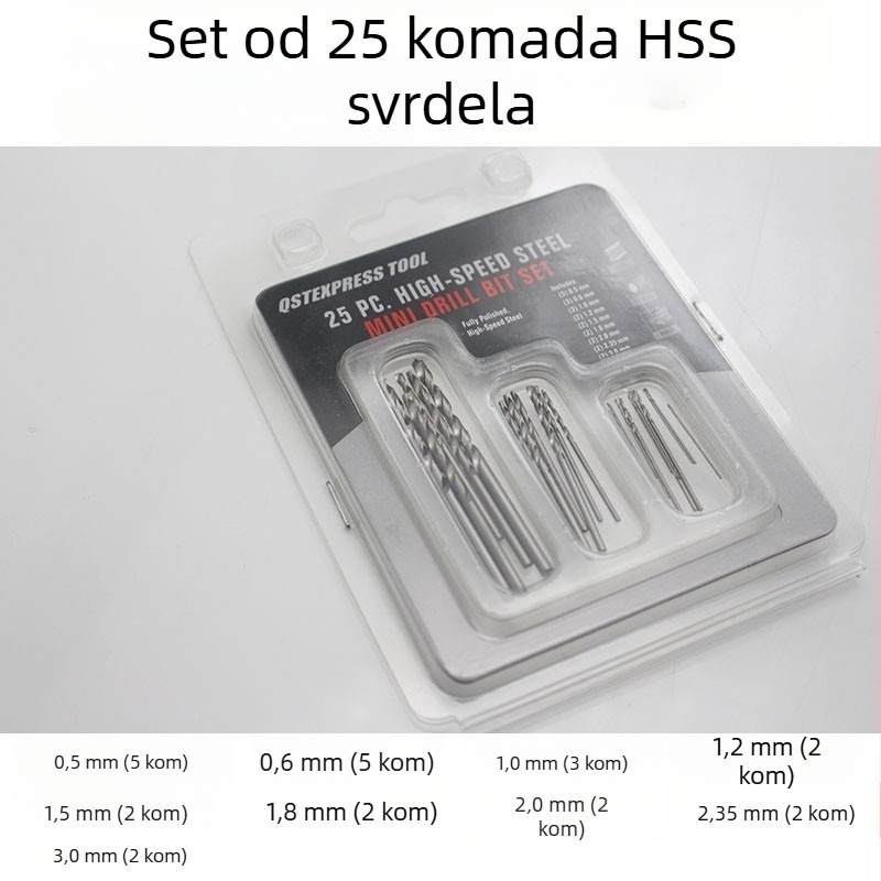 Set spiralnih bušilica s ravnim osovinom, Qian Qi, HSS