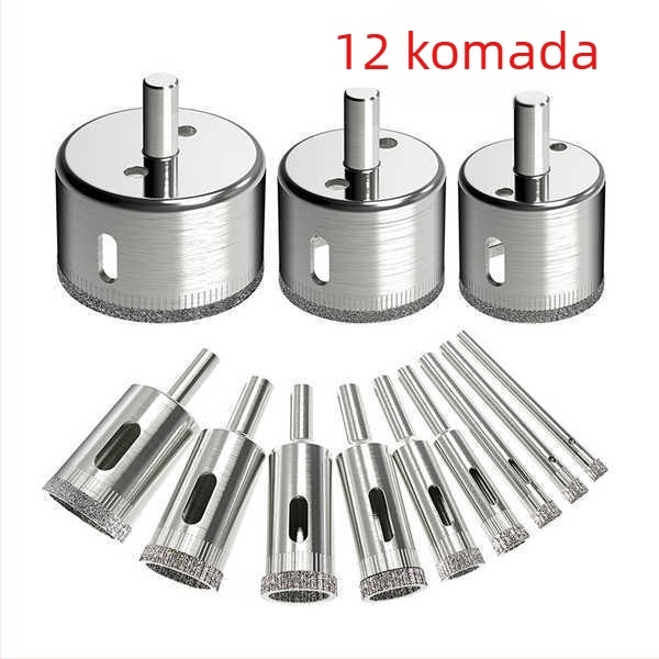Set bušilica za staklo 6-50 mm, dijamantni otvarači za mramor i mlinski set za perle