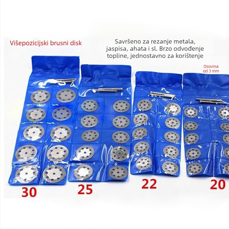 Dijamantni disk za rezanje s osam rupa i zubnim brušenjem, mali brusni disk od emeryja za jade – komplet 10 komada, model 45, maksimalna brzina 5000, porijeklo Jiangsu