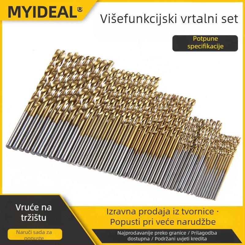 MY IDEAL Set od 50 spiralnih bušilica za drvo, bi-metal titan premaz