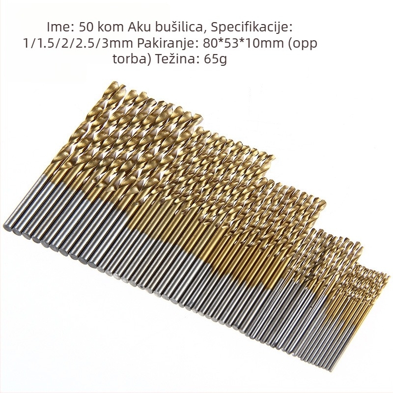 MY IDEAL Set od 50 spiralnih bušilica za drvo, bi-metal titan premaz