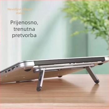 Sklopivi aluminijski stalak za laptop s rashladnom osnovom, prijenosni držač za stolni dnevni boravak za iPad 2 i druge tablete, težina 0,025 kg