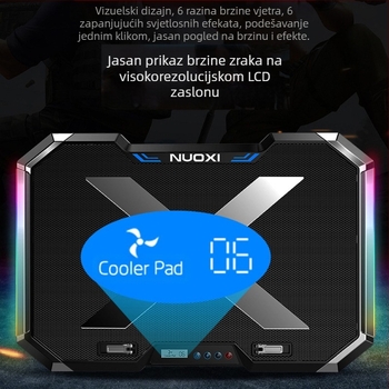 Podloga za hlađenje prijenosnog računala s 6 ventilatora, metalna mreža, ultra tiho, kompatibilna s prijenosnim računalima, ultrabookovima i Playbookom.