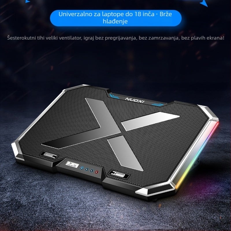 Podloga za hlađenje prijenosnog računala s 6 ventilatora, metalna mreža, ultra tiho, kompatibilna s prijenosnim računalima, ultrabookovima i Playbookom.
