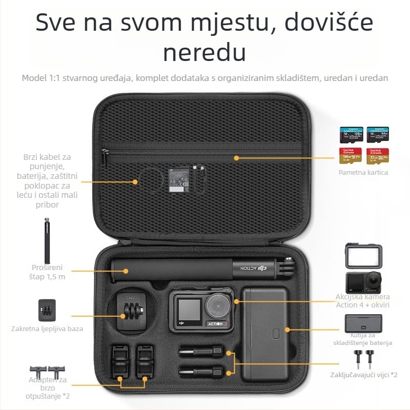 XFJI PU torbica za DJI Action3/4 kamere, udoban crossbody dizajn