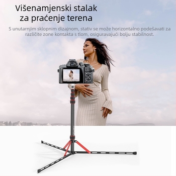 GM220 profesionalni stalak za fotografiju rasvjetu, aluminijska legura, visina 49.5–220 cm, nosivost 2.5 kg, 5 segmenata, promjer cijevi 1.3/1.6/1.9/2.2/2.5 cm