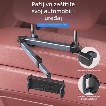 Držač za tablet za stražnji dio sjedalice automobila s teleskopskom produžnom šipkom, univerzalan za tablete i mobilne telefone