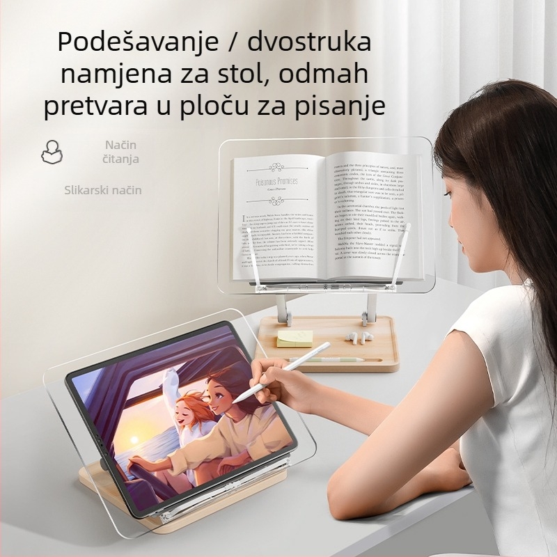 Držač za čitanje uz krevet, metalna konstrukcija, podizni i multifunkcionalni, model BG-4B