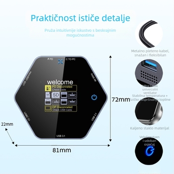 Type-C proširivački hub s 5 Gbps USB-C sučeljem i vanjskim napajanjem, model YC-931