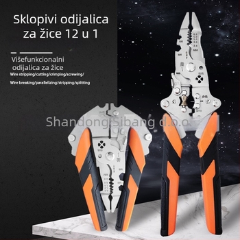 Industrijske sklopne višefunkcionalne kliješta za skidanje izolacije, 12 u 1 — Zhuan Yi; Sklopive; V-oblik; Težina 0,192 kg