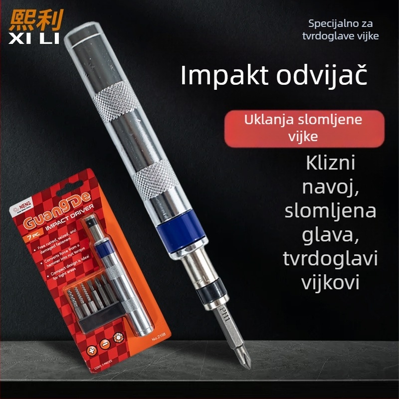Mini udarni odvijač s šesterokutnom držačem, pakiranje na veliko (Materijal: S2+CRV)